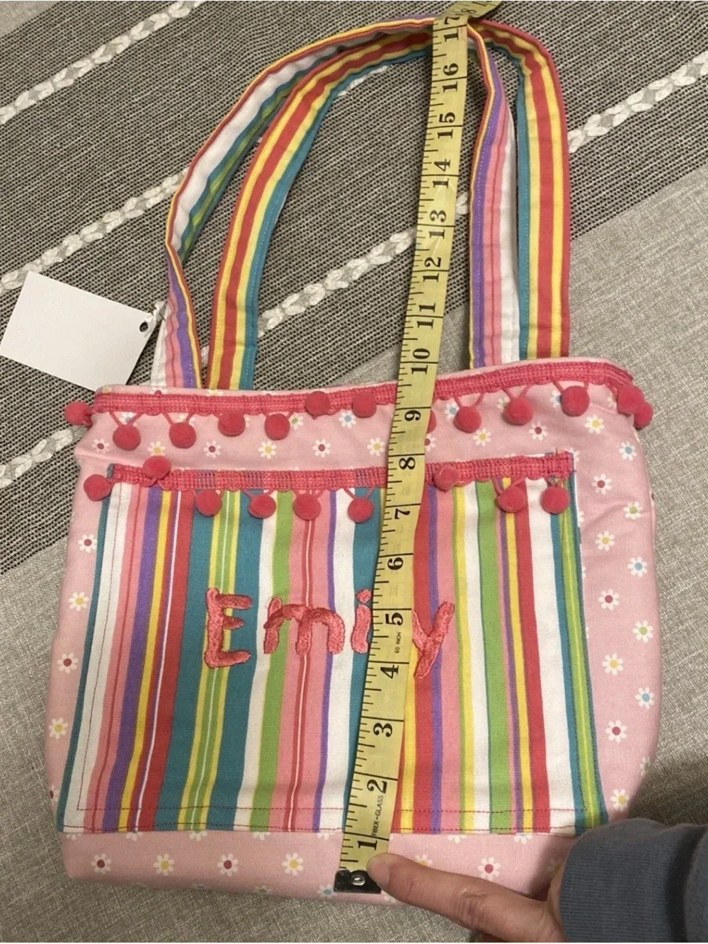 NWT Small Hand Made Diaper Bag with Bib Burp Cloth Emily Hand Sewn Baby Bag Pink